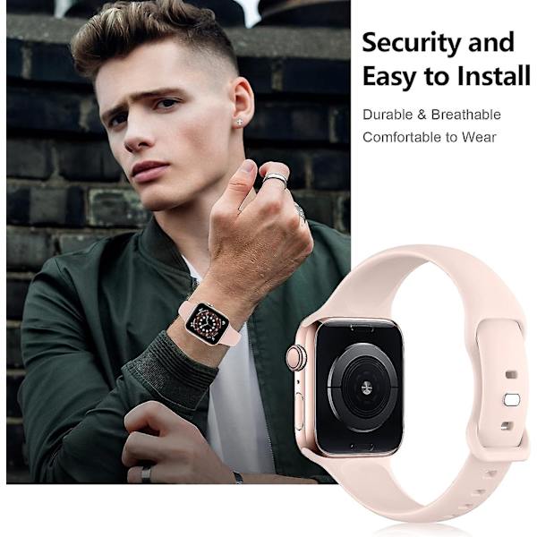 4-pack smala band kompatibla med Apple Watch-band 42 mm 44 mm för kvinnor och män, tunna smala mjuka silikonersättningsarmband för Iw