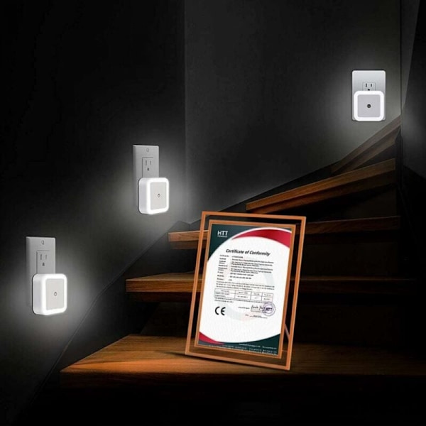 Automatisk LED Natlampe Plug-in, 6 Pak, Børne Natlampe med Lyssensor, Plug-in Natlampe til Soveværelse - Hvid