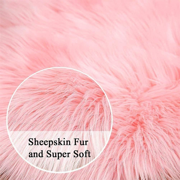 Imiteret lammeskind fåreskind tæppe lammeskindsimitat tæppe langhåret pels look imitation uld sengetæppe sofa måtte (60 x 90 cm, Rosa)