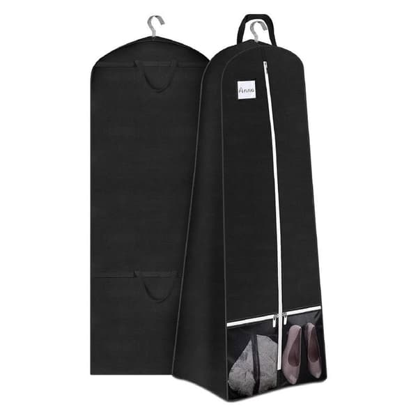 Vikbart dammskydd för bröllopsklänning i non-woven - Förvaringsväska för kläder Svart Black 403
