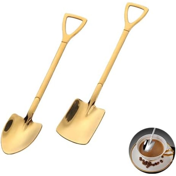 Rustfrit Stål Skovlformede Skeer, 2 stk. Teske (Guld)