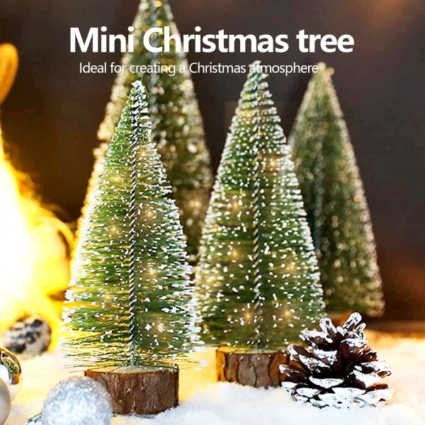 Kunstig mini juletre med led lys, 4 stk furutre