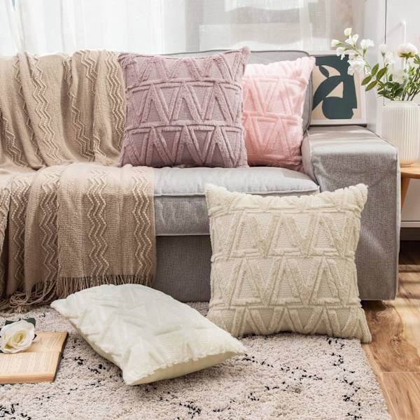 Set med 2 kuddfodral i konstgjord ull 45x45CM Beige