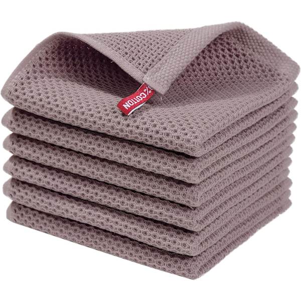 Tehåndklær 100% bomull, sett med 6, 30 x 30 cm, myke tehåndklær, kjøkkenhåndklær, absorberende kjøkkenhåndklær, tykt premium tehåndkle