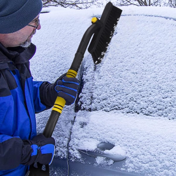Isskraper og snøbørste (2 i 1) Enkel å montere, vintersnøbørste med uttrekkbart håndtak for bilfrontrute og vindu, egnet for lastebiler og SUV