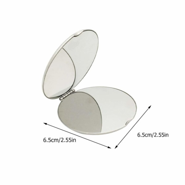 Smink Spegel Dubbelsidig Bärbar Fällbar 6.5x6.5cm (Silver)