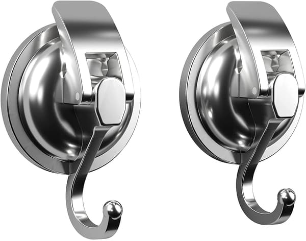 Sugkoppskrok för dusch 2-pack, silver