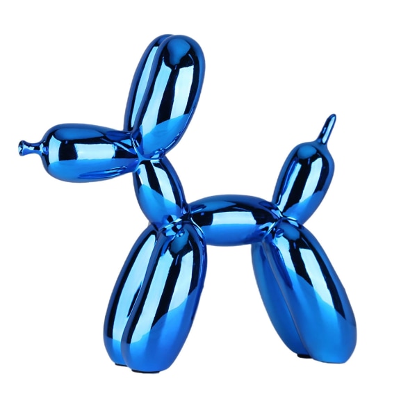 Skinnende galvanisert ballonghundstatue (blå, 3,9*3,9*1,6 tommer)