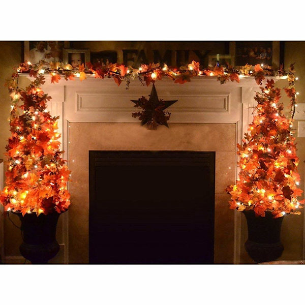 13ft 40 LED Thanksgiving Dekorationer Lönnlöv ljusslinga