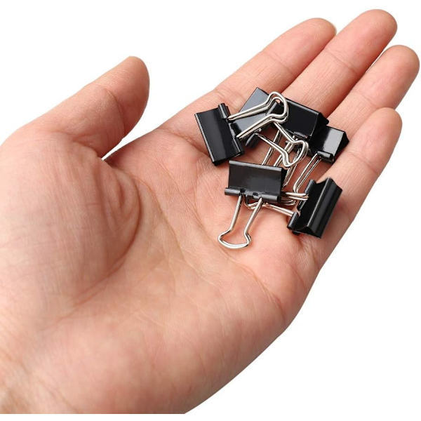 84 stk. Bulldog Clips, 15mm små binderclips, sorte foldback clips metal stationære papirclips klemme