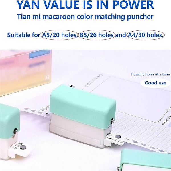 Mini Bindningsmaskin, 6 Håls Manuell Bindningsmaskin, Cinch Maskin för A4 30 Håls B5 26 Håls A5 2