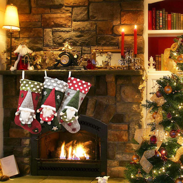Julstrumpa 3-pack, 18,5 tum 3D-tomtar Jul