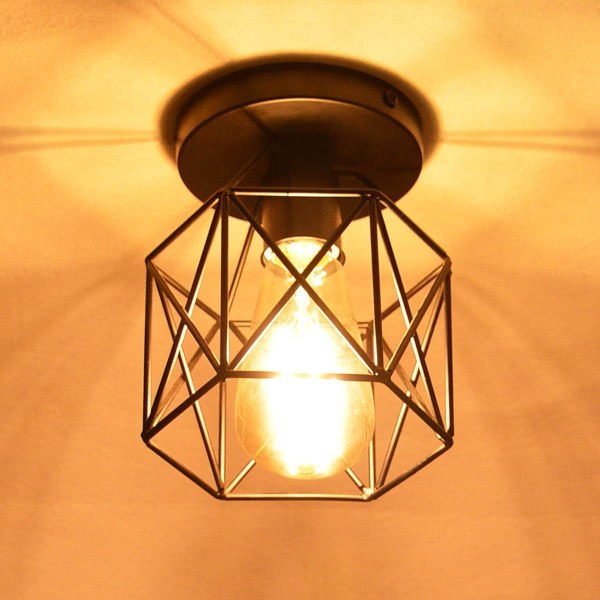 Vintage kattovalaisimet, retro lampun pidike polttimo metallinen lampunvarjostin kattovalaisin puoliksi upotettava riippuvalaisin