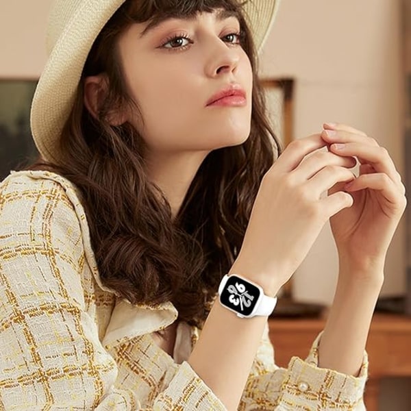 Tämä ranneke on yhteensopiva Apple Watchin kanssa, tämä ranneke sopii iWatch Series Ultra/Ultra 2 9/8/7/6/5/4/3/2/1 SE -malleihin White L