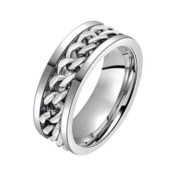 Rotation Chain Promise Rings för kvinnor män -Storlek 9 (silver)