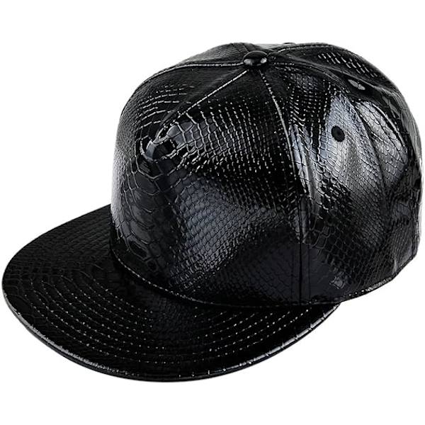 Unisex Snapback-hatte, justerbar Hip Hop-kasket med flad skygge (sort)