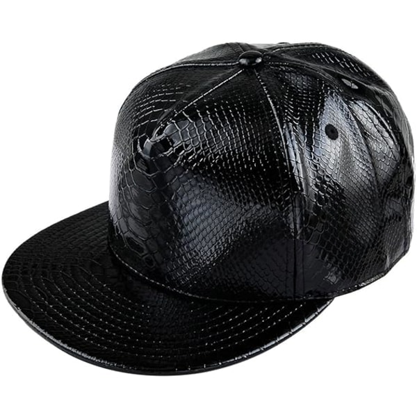 Unisex Snapback-hatter, Justerbar Hip Hop Flat Rim Cap (svart)