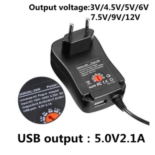 Strømadapter - YYV - Multifunktionel - 3V-12V - 2.1A - AC-DC