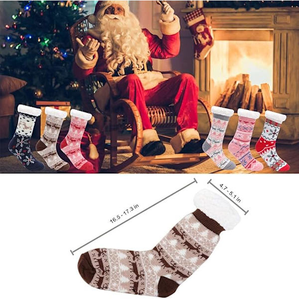Tofflorstrumpor för kvinnor - Vinter Halksäkra Fluffiga Strumpor Fleecefodrade Damtofflorstrumpor Super Mjuka Mysiga Fuzzy Stickade Tofflorstrumpor