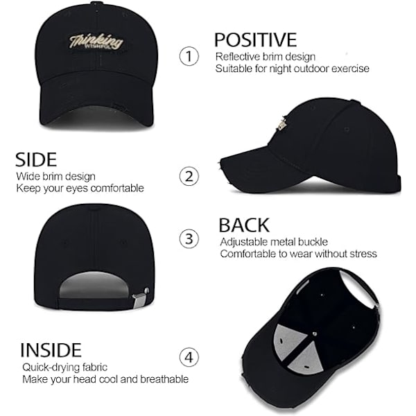 Baseballcaps med broderi, Unisex Justerbar Casual Sommer Enkelt Vintage Distressed Bomull
