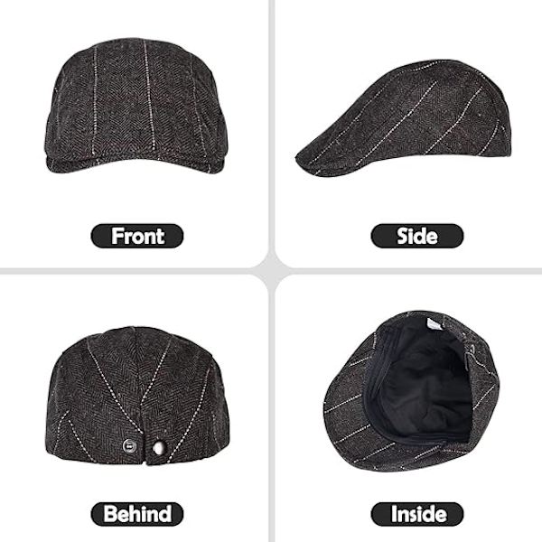 Miesten tweed lierihattu ajomyssy Newsboy -säädettävä muoti Newsboy irlantilainen baretti, syksy talvi, 55-59 CM Coffee