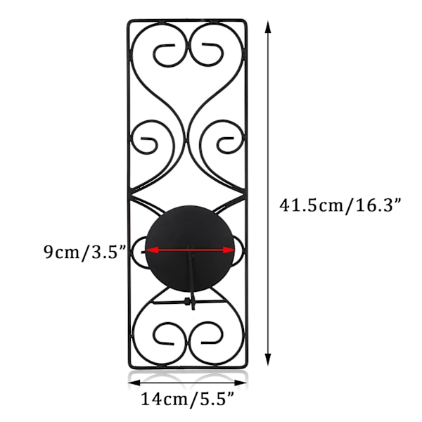 Svart metall väggmonterad pelarformad ljusstake set om 2