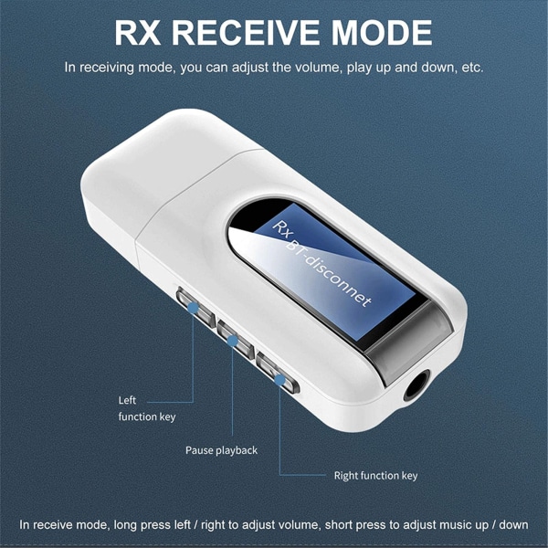 USB 5.0 Bluetooth-adapter, 2 i 1 USB Bluetooth-lydadapter
