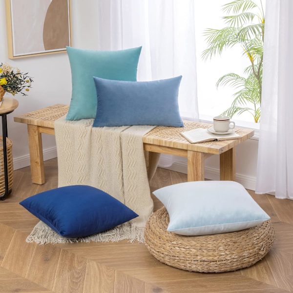 Prydnadskudde 45x45cm Kuddfodral för Vardagsrum Soffa Sovrum Set om 2 för vardagslivet och även lämpliga för helgdagar som jul blue
