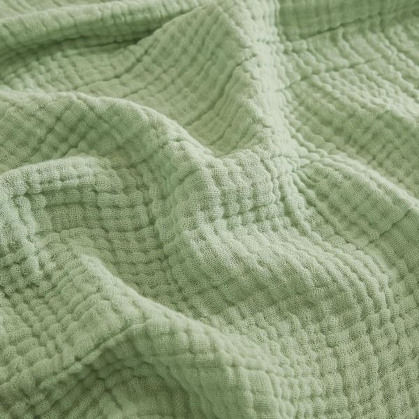 Bomuldskaste Tæppe 100% Muslin Blødt Tæppe til Sofa 4-Laget Åndbart Gaze Tæppe Alle Sæsoner Blødt  (Salviegrøn, 70 x 100cm)Grøn