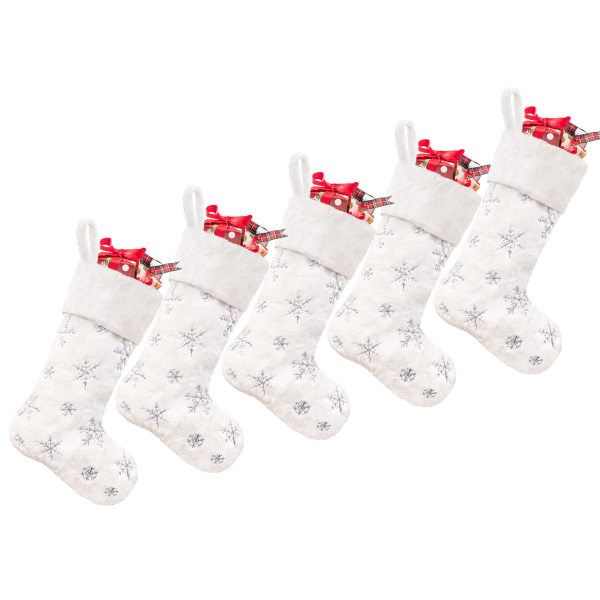 5 Pakke hvide julestrømper