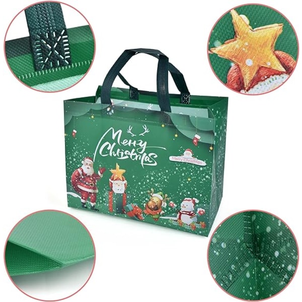 12 STK Julegaveposer Store Juleposer, Bærbare Juleposer Gavepose Gjenbrukbare Poser Til Gavehandel 32 * 24 * 17CM