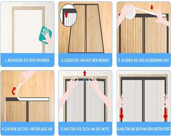Sort magnetisk myggenet til døre 80x210cm – ingen boring, til karnapper