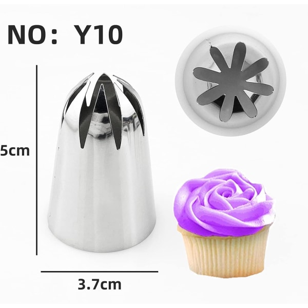 Oversize Rustfrit Stål Rose Blomster Sprøjteposer og Dysesæt - 6 stk Blomsterformede Frosting Dyser