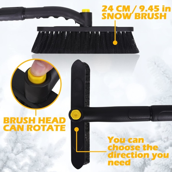 Isskraber og snebørste (2 i 1) Nem at samle, vintersnebørste med forlængeligt håndtag til bilrude og vindue, velegnet til lastbiler og SUV