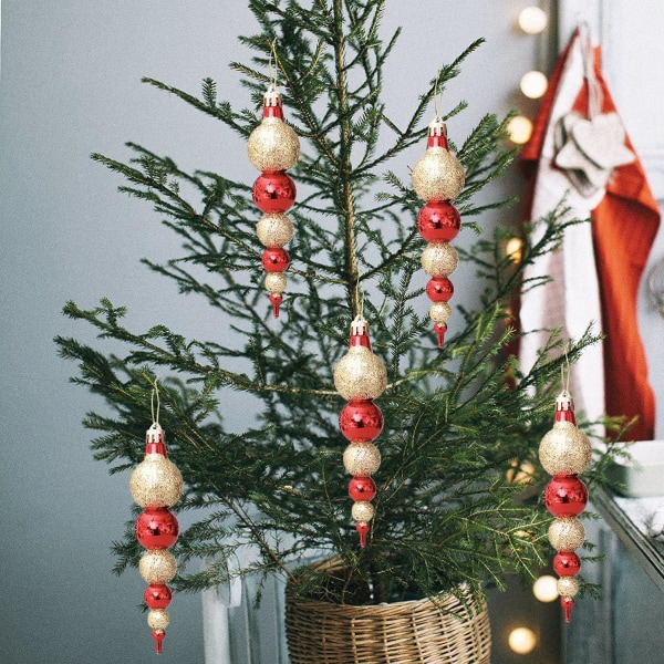 6 st julgranskulor i konform, 13 cm julkonpynt silver julgransdekoration