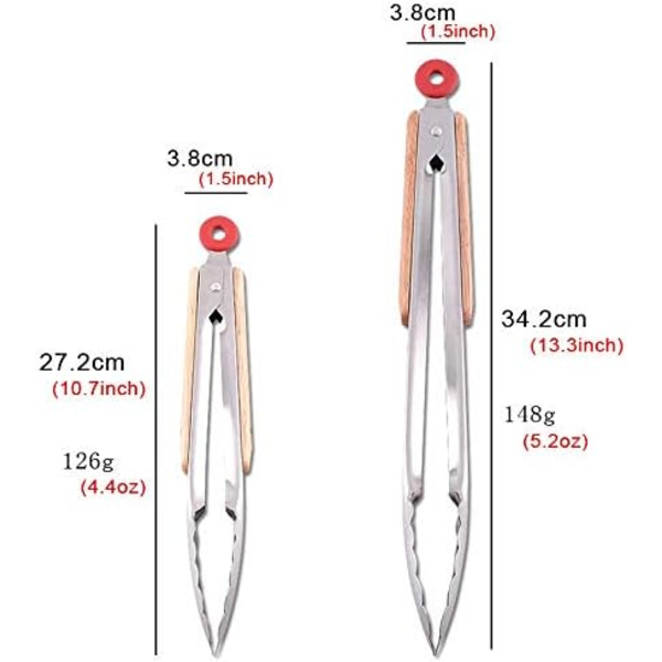 Robusta KöksTänger, 2-pack Set (9''&12'') Grilltänger Bra Grepp MatlagningsTänger Rostfritt Stål