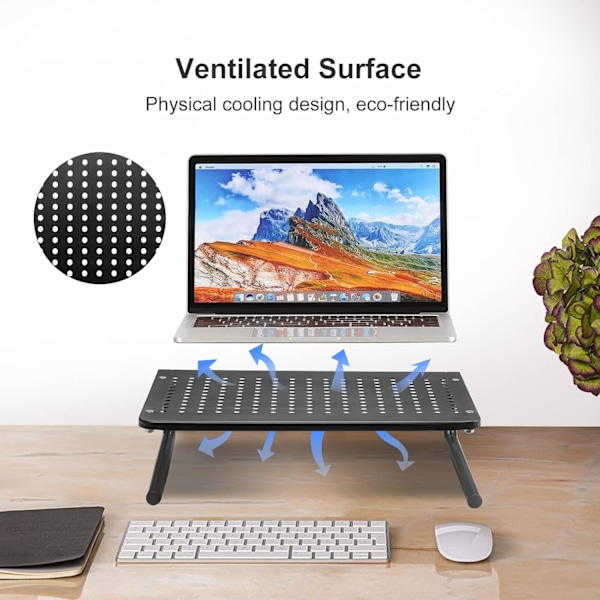Monitorstativ, Skärmstativ i metall för laptop, dator, skrivare och alla platta skärmar, Klarar upp till 20 kg