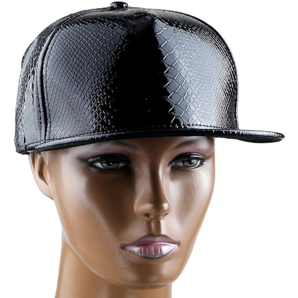 Unisex Snapback-hatter, Justerbar Hip Hop Flat Rim Cap (svart)