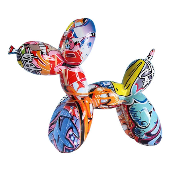 Resin Kreativ Dyrefigur Ballon Hund Statue Moderne Dekoration til Hjem Soveværelse Stue, A