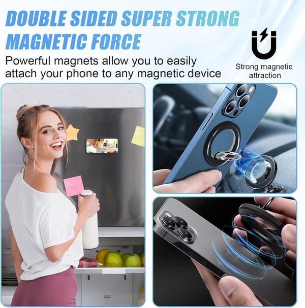 Magnetisk Ringholder, Smartphone Ring Stand til iPhone 16/15/14 Pro Max, 12/13 Pro Max Mini