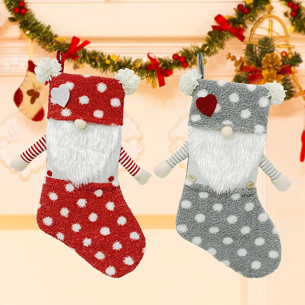 2-pack 19,7-tums julstrumpor, handgjorda plysch