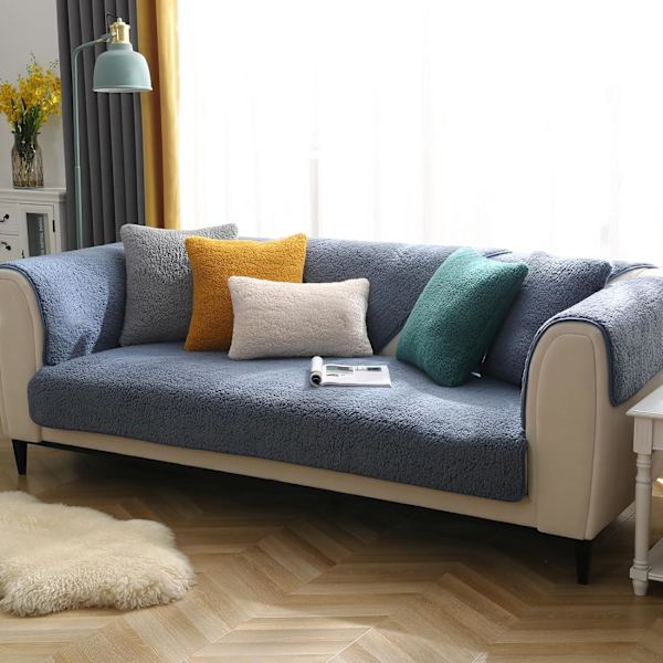 Premium Sammetssofföverdrag, Halkfria Sofföverdrag, Genomarbetade och Utsökta Möbelskydd, Soffkuddöverdrag för Sovrum, Hotell och Kontor (70*180cm) Blue 70*180cm