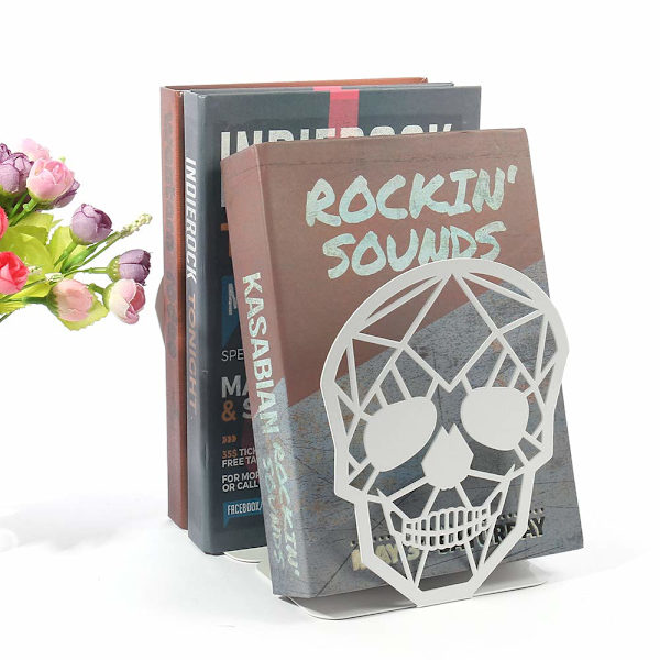 Metal Skull Design Sort Bogstøtte (1 Par-Hvid)