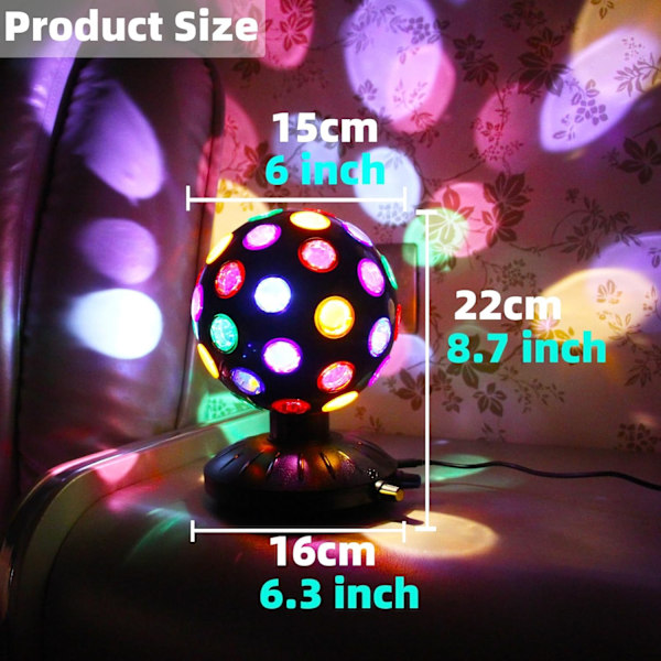 Roterende Diskokule LED Nattlys Projektor 360° Rotasjonshastighet/Lysstyrke Justerbar Lampe for Fest, Halloween, Jul.
