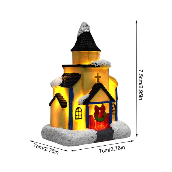 Julescene landsbyhusstatue med varmt LED-lys