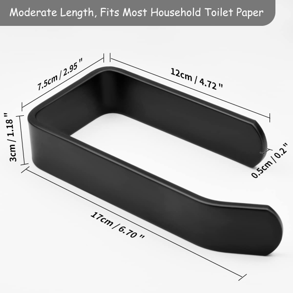 Självhäftande toalettpappershållare, svart, med 3M-lim, ingen borrning krävs, toalettpappersdispenser för toaletter, badrum, kök