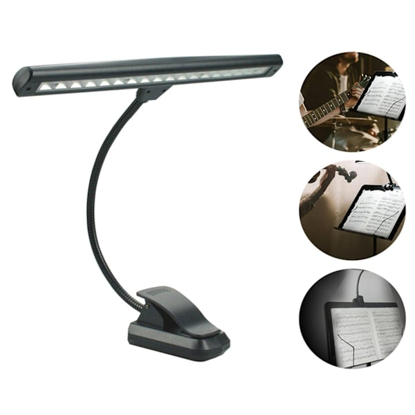 Musikstandlampe, 18 LED-klips på klaverlampe, 3 farvetemperaturer og 2 niveauer lysstyrkeindstillinger, perfekt til klaver, orkester, DJ og håndværk