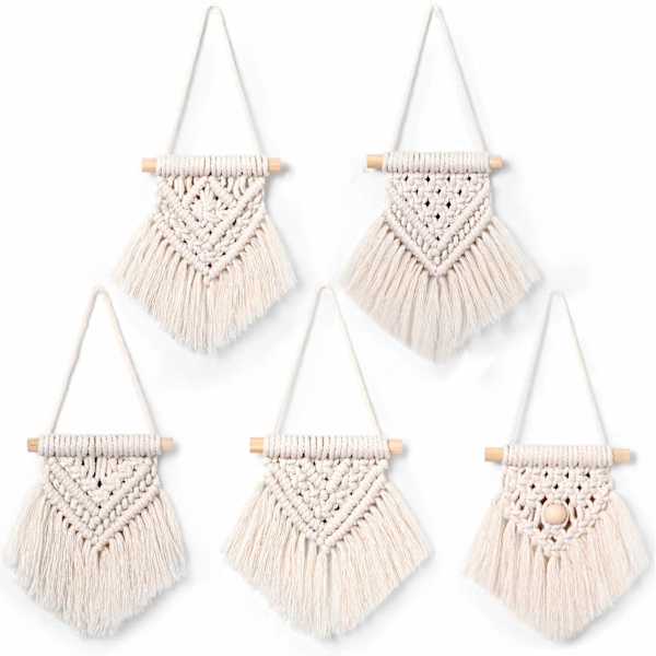 5 kappaletta Mini Macrame Seinävaate Koriste Käsintehty Kudottu Seinävaate