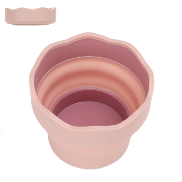Sammenleggbar Akvarell Vannkopp Malekopp Vanntankbørste Silikon Vaskebøtte Børsteholder Rensemiddel Malevannkopp (rosa)
