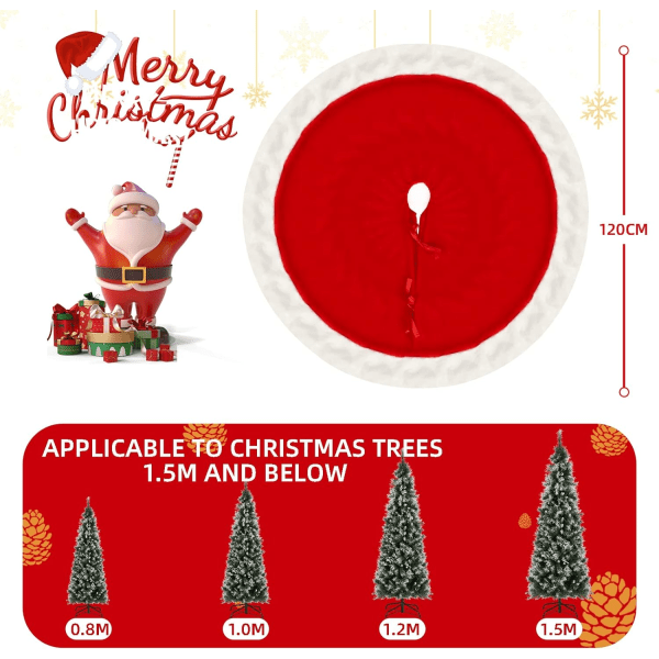 Röd och vit julgranskjol, julgransmatta Lämplig för 1,0 m/1,2 m/1,5 m julgran, julgranskjol Lämplig för jul, fest